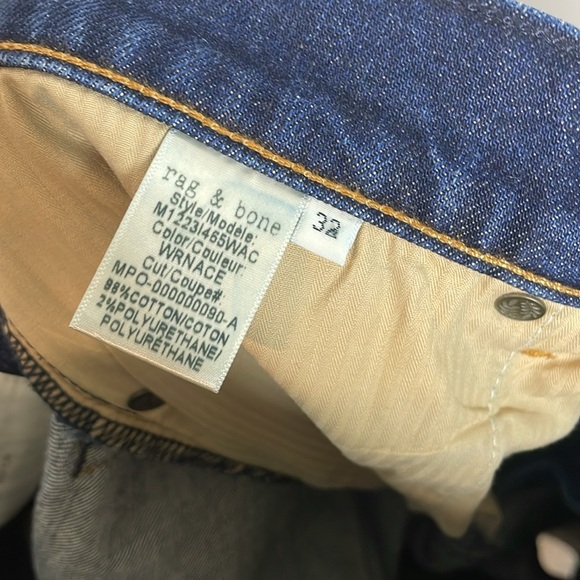 Rag & Bone | Men’s Fit 2 Slim Deep Indigo Straight Leg Jeans Size 32 - Picture 8 of 8